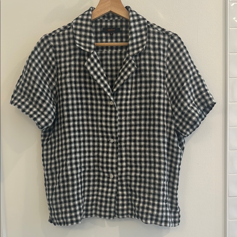 Quince Gingham Linen Camp Shirt